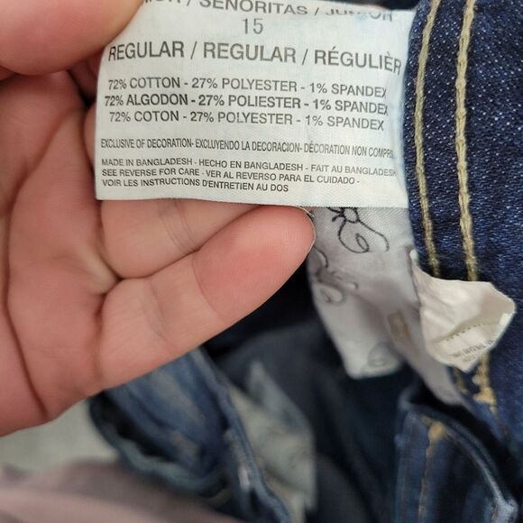 LEI y2k vibe Sophia hipster flare dark wash jeans size 15 - Picture 4 of 7